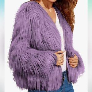Brand new, never worn purple faux fur coat from Amazon